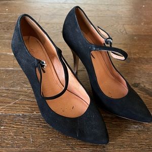 Black Suede & Wooden Heels